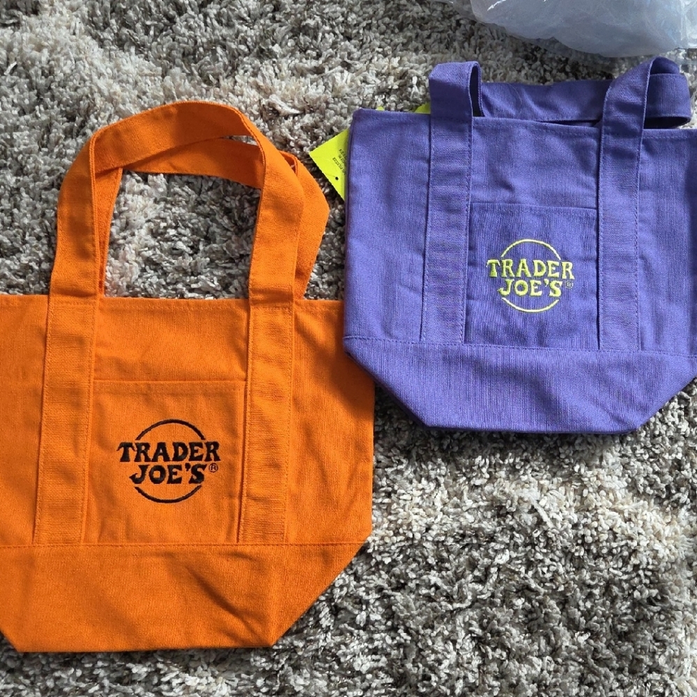 Trader Joe's Orange and Purple Tote Bags